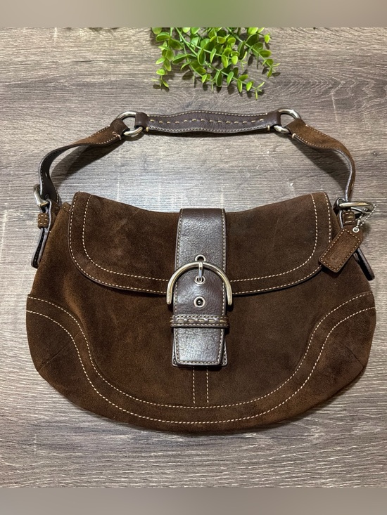 Coach Handbags - Vintage Coach Soho 9688 Shoulder Bag Brown Suede Leather Buckle Flap Y2K *Nice*